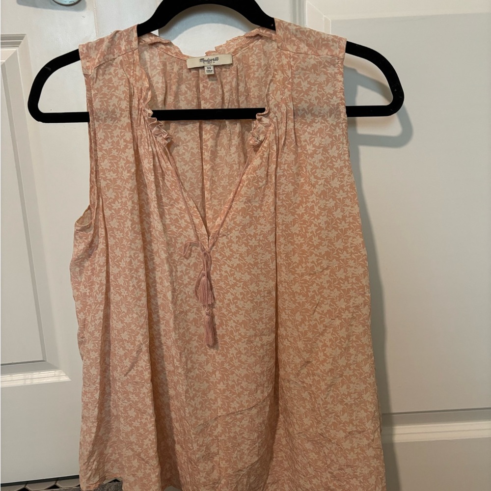 Madewell Pink Tie Front Blouse